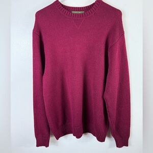 Orvis Mens Crewneck Wool Sweater Burgundy‎ Large Casual Officewear Knit Winter